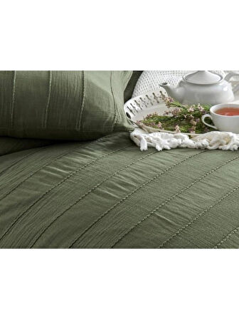 Şıkel Natural Patara Çift Kişilik Müslin Nevresim Takımı - Haki