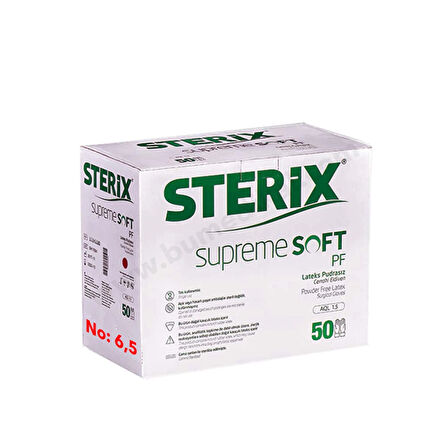 Sterix Steril Eldiven Pudrasız Kutu 50 Adet No: 6,5