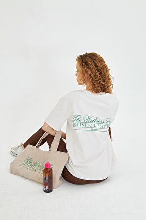 The Wellness Era Baskılı %100 Pamuk Oversize Kadın Tişört