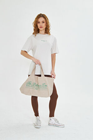 The Wellness Era Baskılı %100 Pamuk Oversize Kadın Tişört