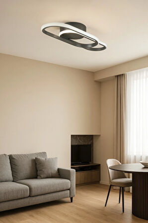 Zzez Gri Renk Modern Tasarım Beyaz Ledli Cafe - Mutfak - Salon 2 Li Led Avize