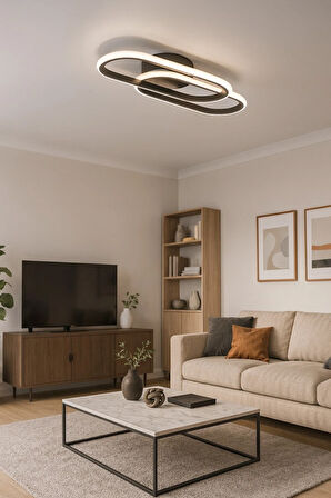 Zzez Gri Renk Modern Tasarım Beyaz Ledli Cafe - Mutfak - Salon 2 Li Led Avize