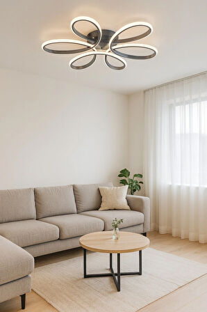 Krom Renk Modern Tasarım Yatak Odası - Salon - Mutfak Gün Işığı Ve Beyaz Led Avize