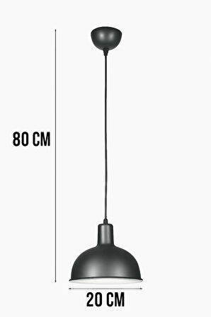 Luna Siyah içi Beyaz Renk Modern Tasarım Metal Cafe - Mutfak Tekli Avize