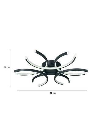 Levora Antrasit Renk Modern Tasarım - Salon - Mutfak - Yatak Odası Beyaz Işıklı Led Avize