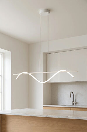 Eclipse Beyaz Renk Modern Tasarım Beyaz Ledli Cafe - Mutfak - Salon 2 Li Led Avize