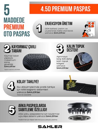 Sahler C5 Aircross 2019+ Uyumlu 4.5D Premium Havuzlu Oto Paspas Ve Liner Marka 3D Alt Bagaj Havuzu