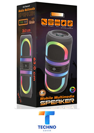 Bluetooth Özellikli Ses Bombası 8x2 Inch Rgb Işıklı Speaker (KLN-210)