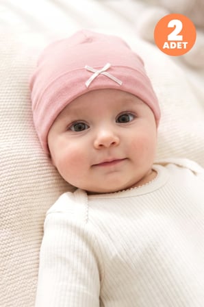 Just Inner Kız Bebek 2'li Pamuklu Bere Çiçekli Esnek ve Konforlu (684503)