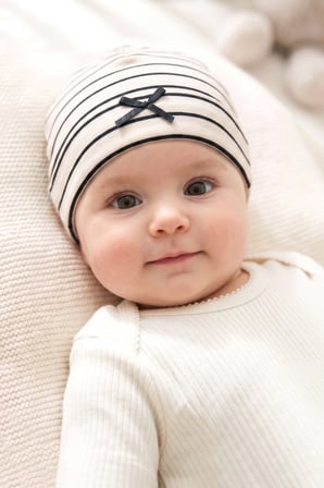 Just Inner Kız Bebek 2'li Pamuklu Bere Kalpli Çizgili Esnek ve Konforlu (684504)