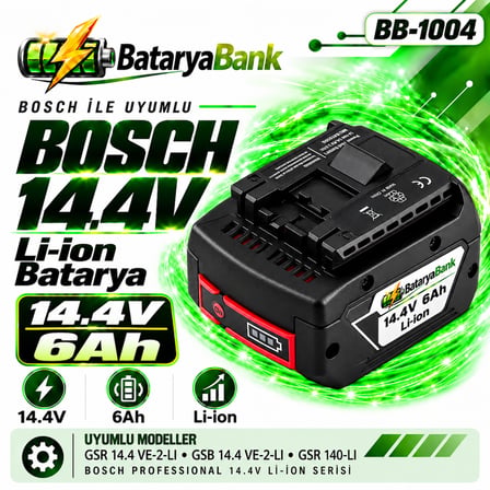 Bosch 14.4V 6.0Ah Li-Ion Akü BAT607 BAT607G BAT614 Uyumlu