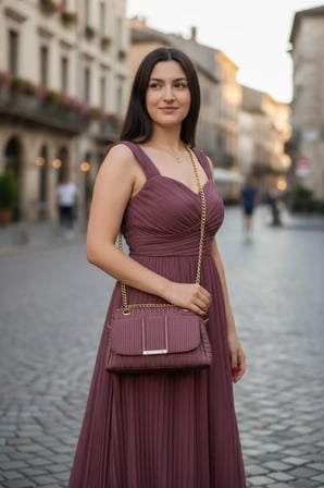 Kadın Piliseli Omuz Çantası Altın Zincir Askılı Şık El Ve Kol Çantası Mürdüm (Bordo)/Antrasit (Füme)