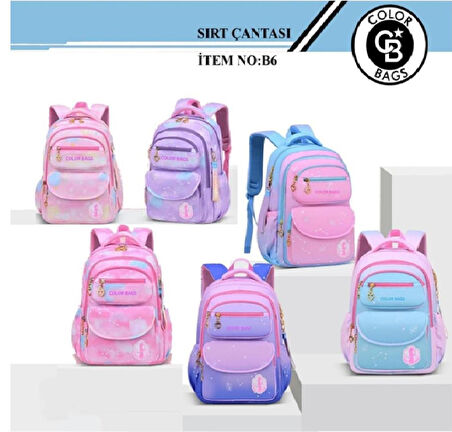 Color Bags Sırt Destekli Su Geçirmez Okul Çantası B6