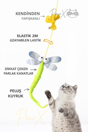 Doğal Kedi Çimi Seti Fileli + Avokado Catnip Oyuncak ve Yapışkanlı Yusufçuk Kedi Oltası Oyuncağı
