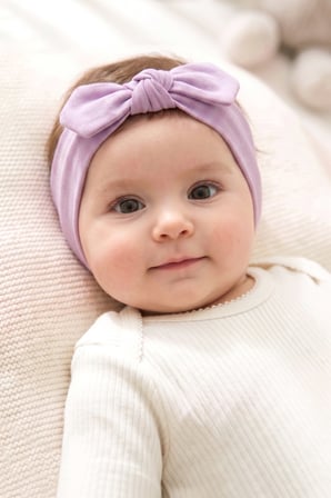 Just Inner Kız Bebek 2'li Pamuklu Bandana Bere Ayışığı Desenli Fiyonklu Esnek ve Konforlu (684602)
