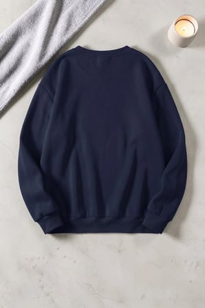 Unisex Baskılı Bisiklet Yaka Sweatshirt