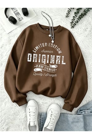 Unisex Original Baskılı Bisiklet Yaka Sweatshirt
