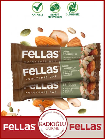 Fellas Kuruyemiş Bar Dört Tohumlu 30 gr X 3 Adet