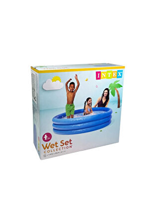 Krıstal Mavı Havuz147x33 Cm Çocuk Havuzu Bebek Havuzu 3 Boğumlu Mavi 147x33 Havuz