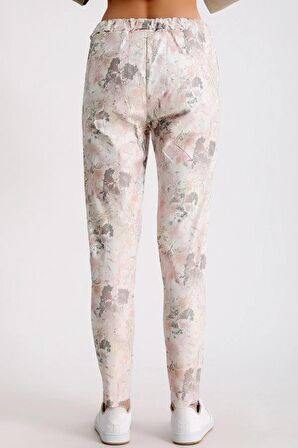 Beli Lastik ve Kordon Büzgülü Çift Cepli Desenli Rahat Kalıp Şık ve Cool Likralı Esnek Pantolon