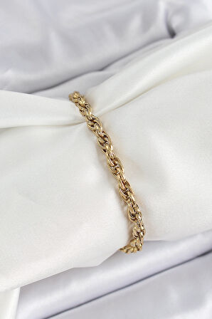 316L Çelik Gold Renk Burgu Model Kadın Bileklik