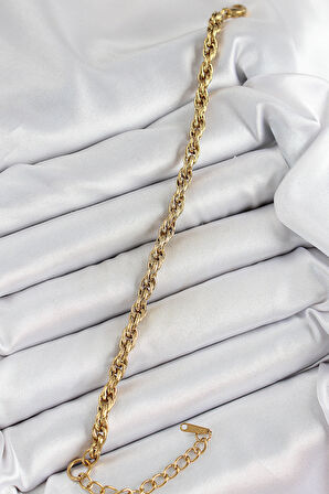 316L Çelik Gold Renk Burgu Model Kadın Bileklik