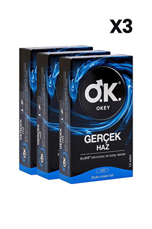 Okey Gerçek Haz Prezervatif 12'li x3 Adet