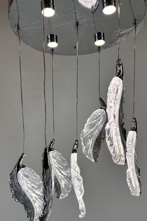Lüks Modern Kanat Tasarımlı Gümüş/Krom Çoklu LED Sarkıt Avize