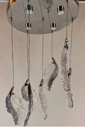 Lüks Modern Kanat Tasarımlı Gümüş/Krom Çoklu LED Sarkıt Avize