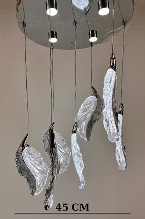 Lüks Modern Kanat Tasarımlı Gümüş/Krom Çoklu LED Sarkıt Avize