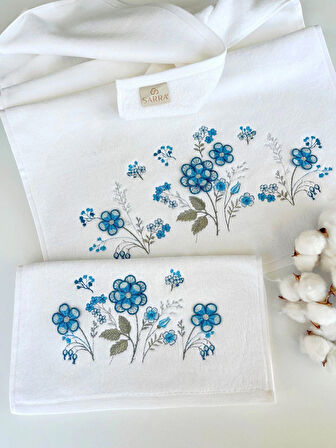 SARRA KADİFE 3D NAKIŞLI ANALI KIZLI 2'Lİ TAKIM - FULYA-MOR