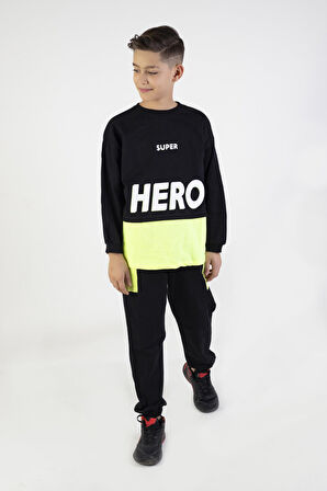 Erkek Çocuk Hero  Baskılı Örme Basic Eşofman Takımı