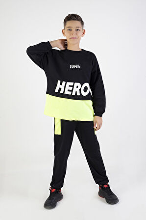 Erkek Çocuk Hero  Baskılı Örme Basic Eşofman Takımı
