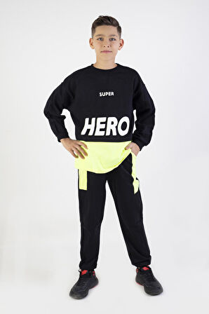 Erkek Çocuk Hero  Baskılı Örme Basic Eşofman Takımı