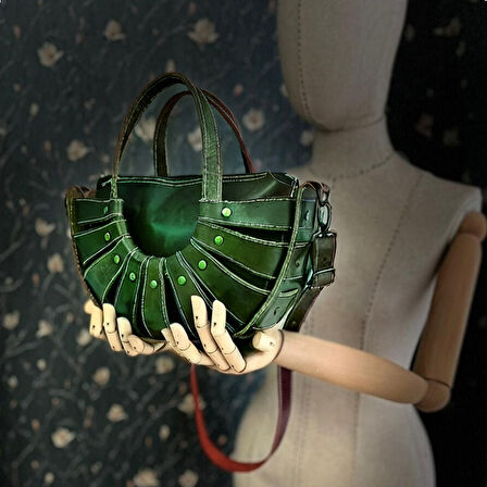 CARIDEA El Yapımı Hakiki Deri Kadın Çanta, Clutch, El Omuz Çantası v110