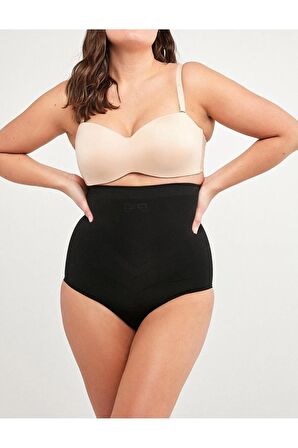 1 Beden Incelten Dikişsiz Sıkılaştırıcı Slip Yüksek Bel Korse 2'li Paket Siyah Renk