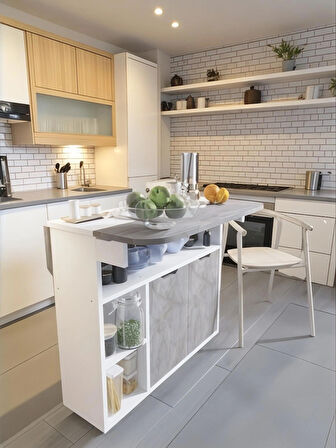 Kelebek Yemek Masası Mutfak Masası Katlanır Pratik Tekerlekli