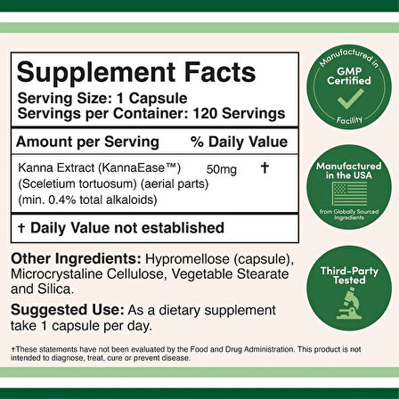 Kanna Extract 50 mg 120 Kapsül