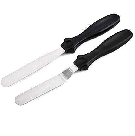 Paslanmaz 2li Pasta Spatula Seti -Sıvama Bıçağı Kek Kazıyıcı Krema Yayma Pasta Dekorasyonu