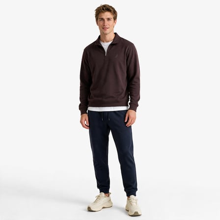 Nautica Erkek Kahverengi Polo Yaka Sweatshirt