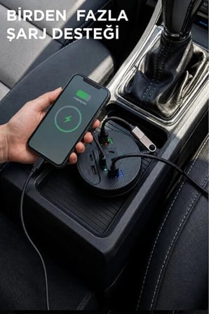 Araç Şarj Aleti Çakmaklık İnvertör & Şarj Cihazı 220V Priz+USB & Type-C Araba Çakmaklık