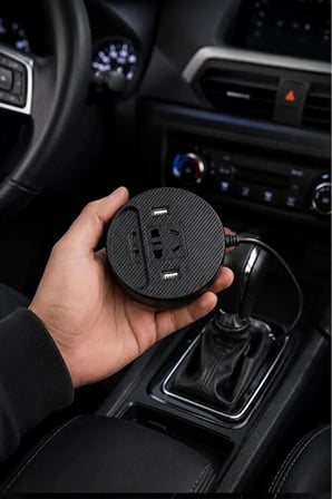 Araç Şarj Aleti Çakmaklık İnvertör & Şarj Cihazı 220V Priz+USB & Type-C Araba Çakmaklık