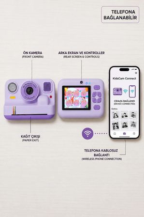 Çocuk Anında Baskılı Fotoğraf Makinesi 16MP Dijital Kamera 1080P Video WiFi Telefon Destekli