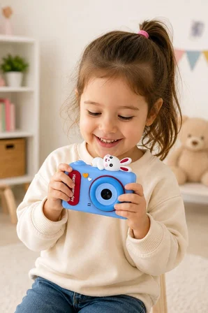 Mini Çocuk Kamerası 2 İnç Ekranlı Fotoğraf Video Çekimli Şarjlı Silikon Korumalı Dijital Kamera