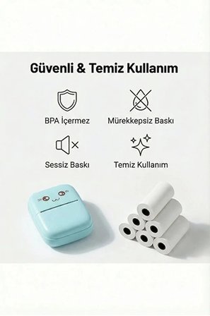 Kendinden Yapışkanlı Çocuk Kamera Baskı Kağıdı, 5'li Rulo 57X25MM Baskı Termal Kağıt Rulo