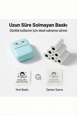 Kendinden Yapışkanlı Çocuk Kamera Baskı Kağıdı, 5'li Rulo 57X25MM Baskı Termal Kağıt Rulo