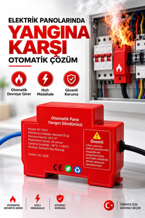Otomatik Pano Yangın Söndürücü 20 Gr Aerosol Isı Sensörlü Elektrik Panosu Koruma Cihazı
