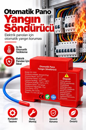 Otomatik Pano Yangın Söndürücü 20 Gr Aerosol Isı Sensörlü Elektrik Panosu Koruma Cihazı