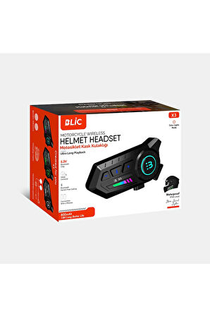 X3 Motor Kask Kulaklık RGB Modlu Su Geçirmez 5.3 Bluetooth Intercom