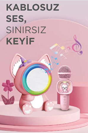Taşınabilir RGB Işılı Sevimli Figürlü Mikrofonlu Karaoke Bluetooth Hoparlör
